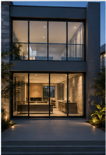 Fachada moderna con ventanas Serie 80